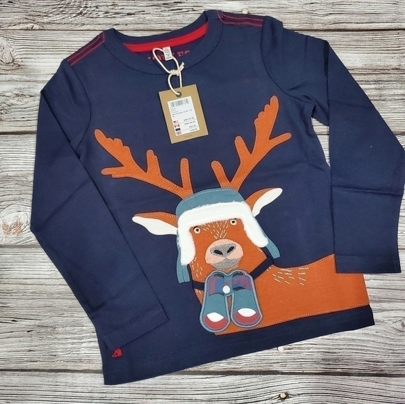 Joules Reindeer Moose Top Christmas Holiday Top Size 5 NWT - Picture 5 of 9